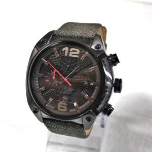 New DIESEL DZ4373 Overflow Date Multifunction 10 BAR Black fabric Leather Band